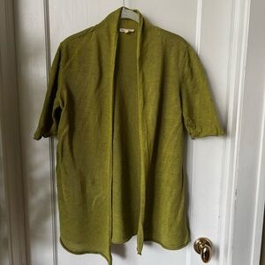 Eileen Fisher Chartreuse Green Knit Cardigan - L